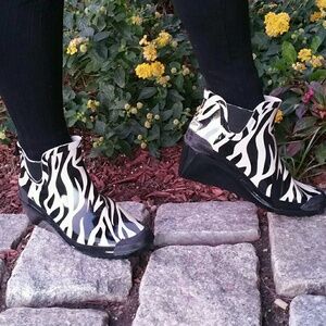 Forever Young Women Ankle Rain Boots, Rb-3102, Zebra